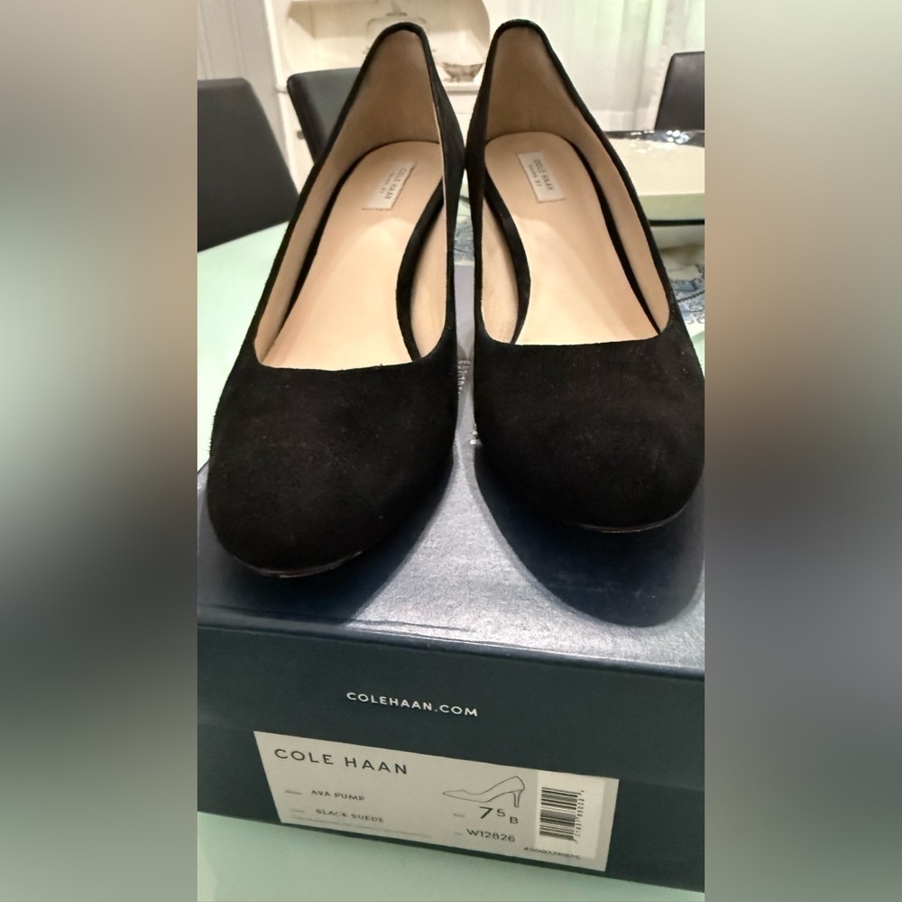 Cole Haan Ava Pump 65mm Suede Black Women's Heels - Picture 5 of 5